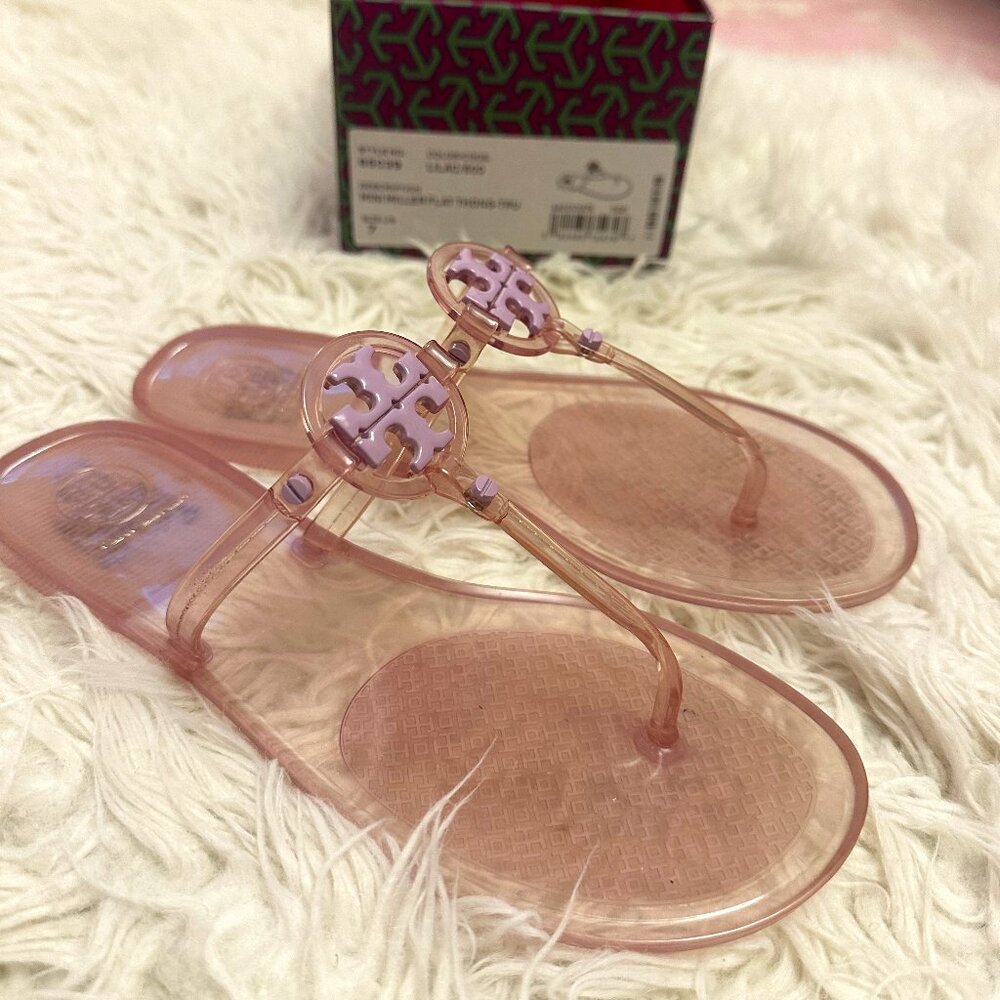 Tory Burch Mini Miller Flat Jelly Sandal in Lilac Color